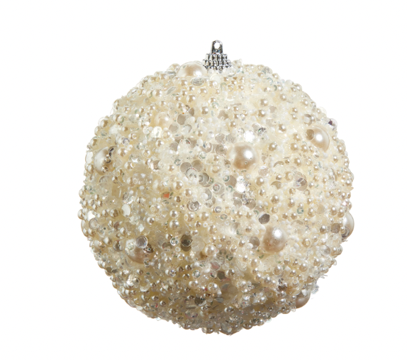 Pearl Embellished Ball Ornament 4.75"