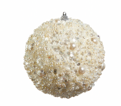 Pearl Embellished Ball Ornament 4.75"
