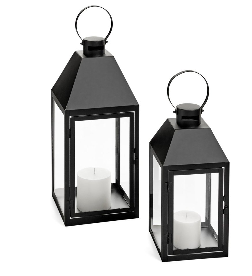 LANTERN METAL GLASS BLACK