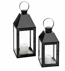 LANTERN METAL GLASS BLACK