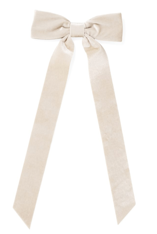Velvet Ivory Bow Clip 15"