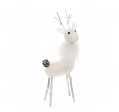 Fancy White Deer With Marabou Collar
