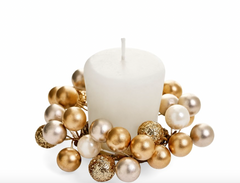 Gold & Pearl Candle Ring  Wreath 3.5"