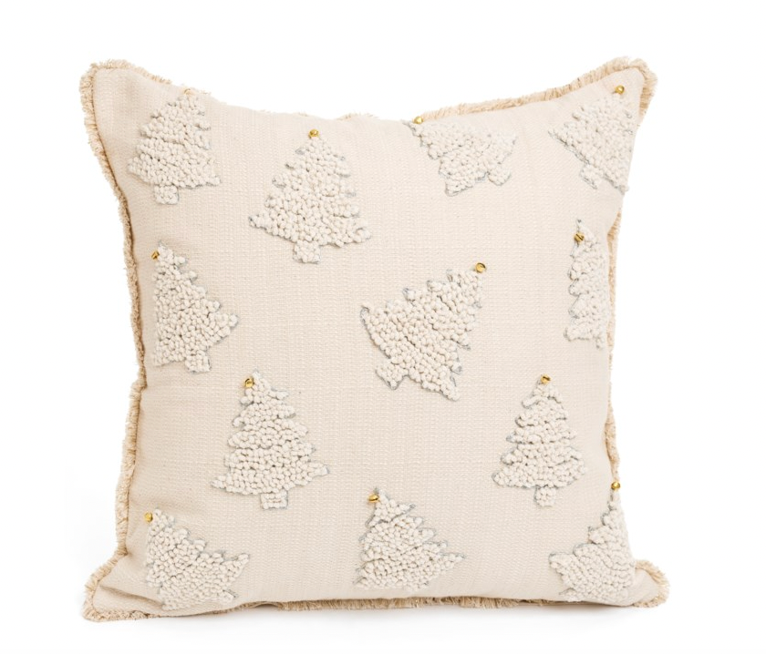 Cream & Gold Trees With Bells Cushion 20"x20"