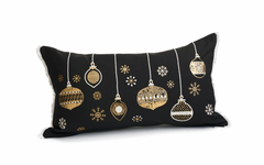 Black & Gold Ornament Embroidered Cushion 12"x22"