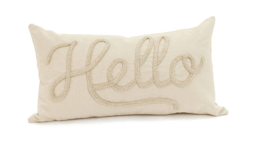 Hello Textured Cotton Cushion 12"x22"