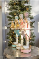 Charm Shiny Aqua Nutcracker with LED Tree 15"