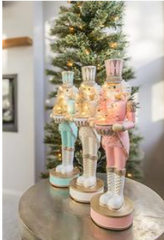Charm Shiny Aqua Nutcracker with LED Tree 15"