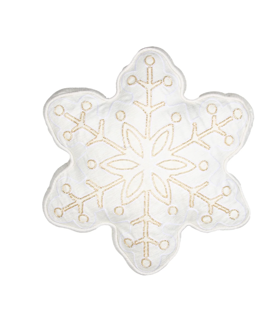 Golden Snowflake Shaped Cushion 16"