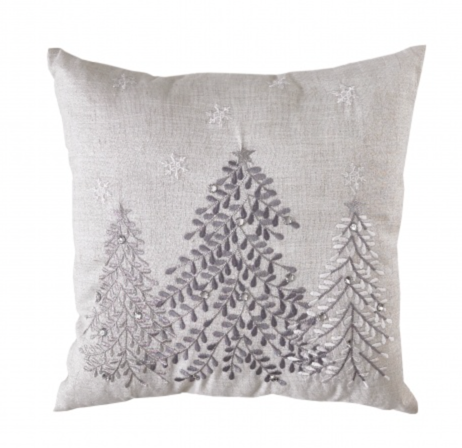 Silver Jewel Christmas Tree Cushion 18"