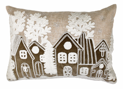 Gingerbread House Natural Shades Cushion 14"x20"