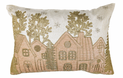 Gold Gingerbread House Cushion 14"x20"