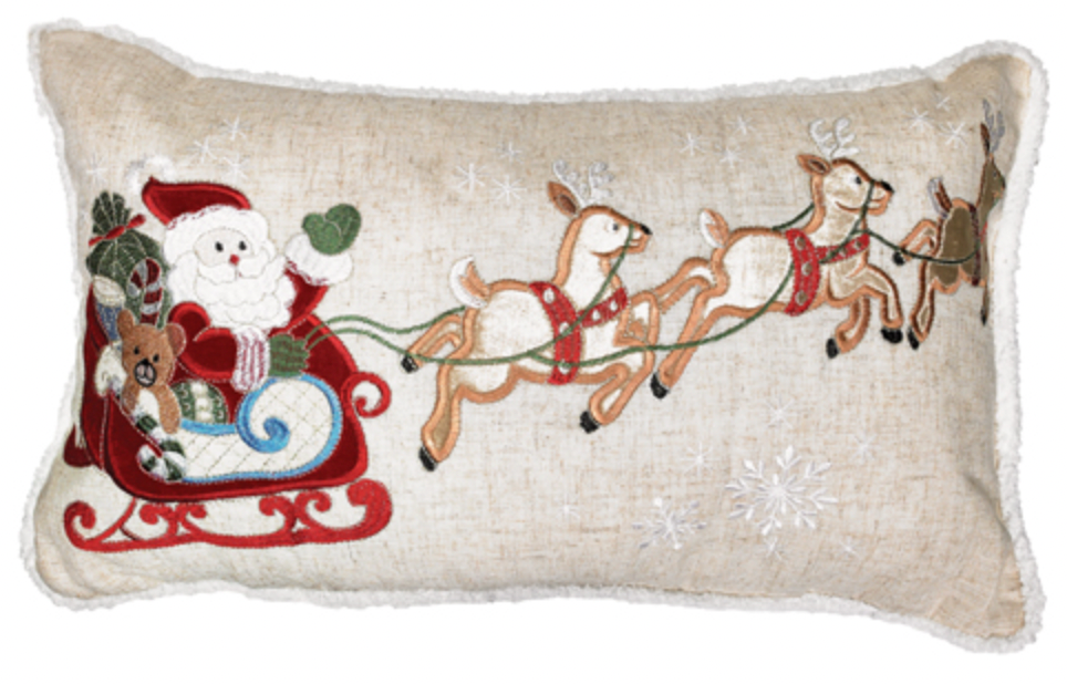 Santa Sleigh Cushion 14"x24"