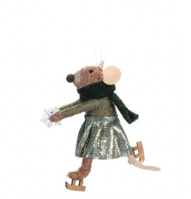 Skating Mouse With Snowflake Ornament
