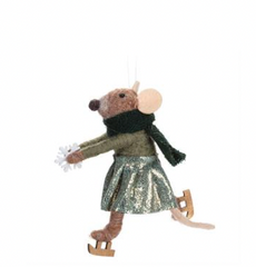 Skating Mouse With Snowflake Ornament