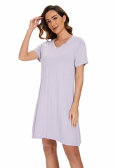 Bamboo Short Sleeve A Line Dress