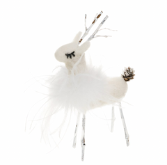 Fancy White Deer With Marabou Collar