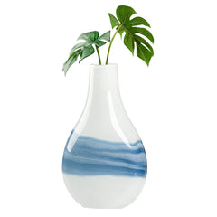 Andrea Swirl Glass Bulb Vase - White 14.25"H
