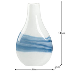 Andrea Swirl Glass Bulb Vase - White 14.25"H