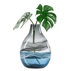 Andrea Swirl Glass Bulb Vase - Blue 10.75"H