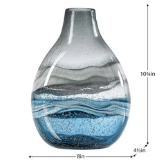 Andrea Swirl Glass Bulb Vase - Blue 10.75"H