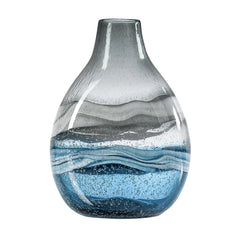 Andrea Swirl Glass Bulb Vase - Blue 10.75"H