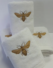 French Bee Embroidered Hand Towel