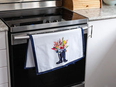 Galoshes & Flowers Tea Towel 20x28"L Cotton