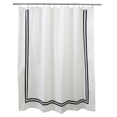 Hotel Black Bordered 100% Cotton Shower Curtain