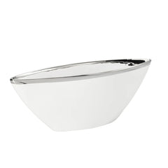 Talia Silver Trim 18"L Ceramic Boat Bowl