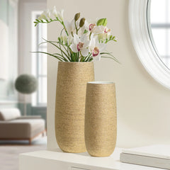 Brava Gold Spun Textured Vase 11"H