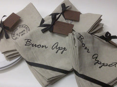 Buon Appetito Set of 4 Linen Embroidered Napkins