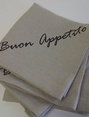 Buon Appetito Set of 4 Linen Embroidered Napkins