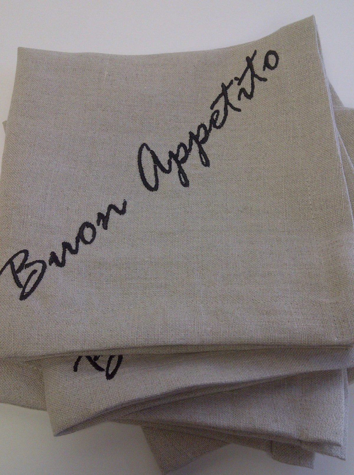 Buon Appetito Set of 4 Linen Embroidered Napkins