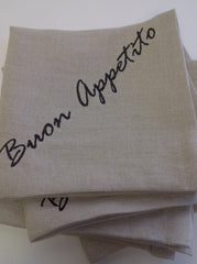 Buon Appetito Set of 4 Linen Embroidered Napkins