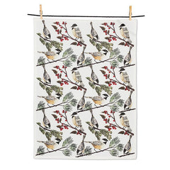 Chickadee Winter Birds Tea Towel