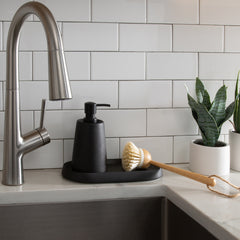 Crater Matte Black Ceramic Accessory Tray