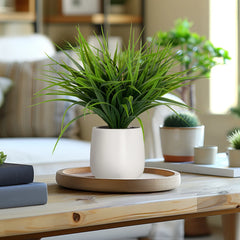Grass Modern Potted Faux Plant - Dark Green