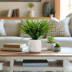 Grass Modern Potted Faux Plant - Dark Green