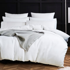 Dover White  Cotton Matelasse Duvet Cover Set with Shams