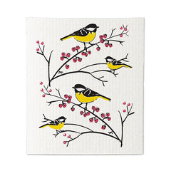 The Amazing Swedish Dishcloth Finch on a Branch Set of 2