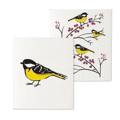 The Amazing Swedish Dishcloth Finch on a Branch Set of 2