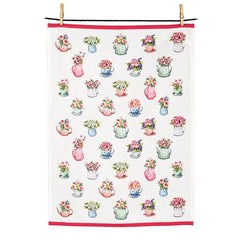 Flower Tea Cup Tea Towel 20x28"L Cotton