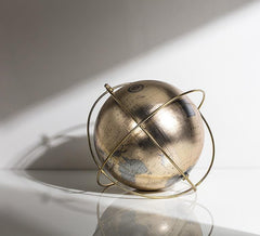 Longitude Pewter Gold Globe in Wire Stand
