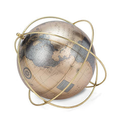 Longitude Pewter Gold Globe in Wire Stand