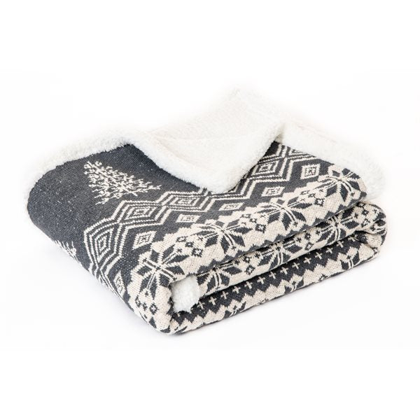 Gretel Charcoal and Cream Throw Blanket