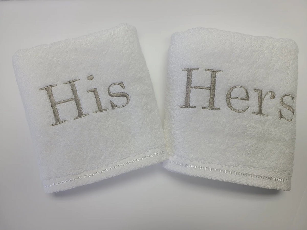 His & Hers Embroidered Hand Towel Set of 2