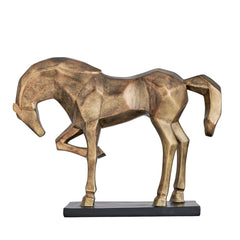 Carved Majestic Prancing Stallion Resin Sculpture Antique Bronze