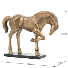 Carved Majestic Prancing Stallion Resin Sculpture Antique Bronze