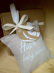Hush Baby Sleeps Embroidered Linen Door Pillow Sign